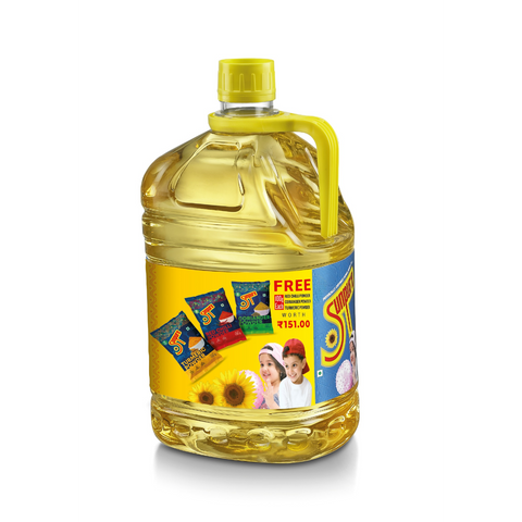 SUNPURE SUNFLOWER OIL - 5 L JAR ( FREE 100G EACH RED CHILLI+TURMERIC+CORIANDER WORTH 151)